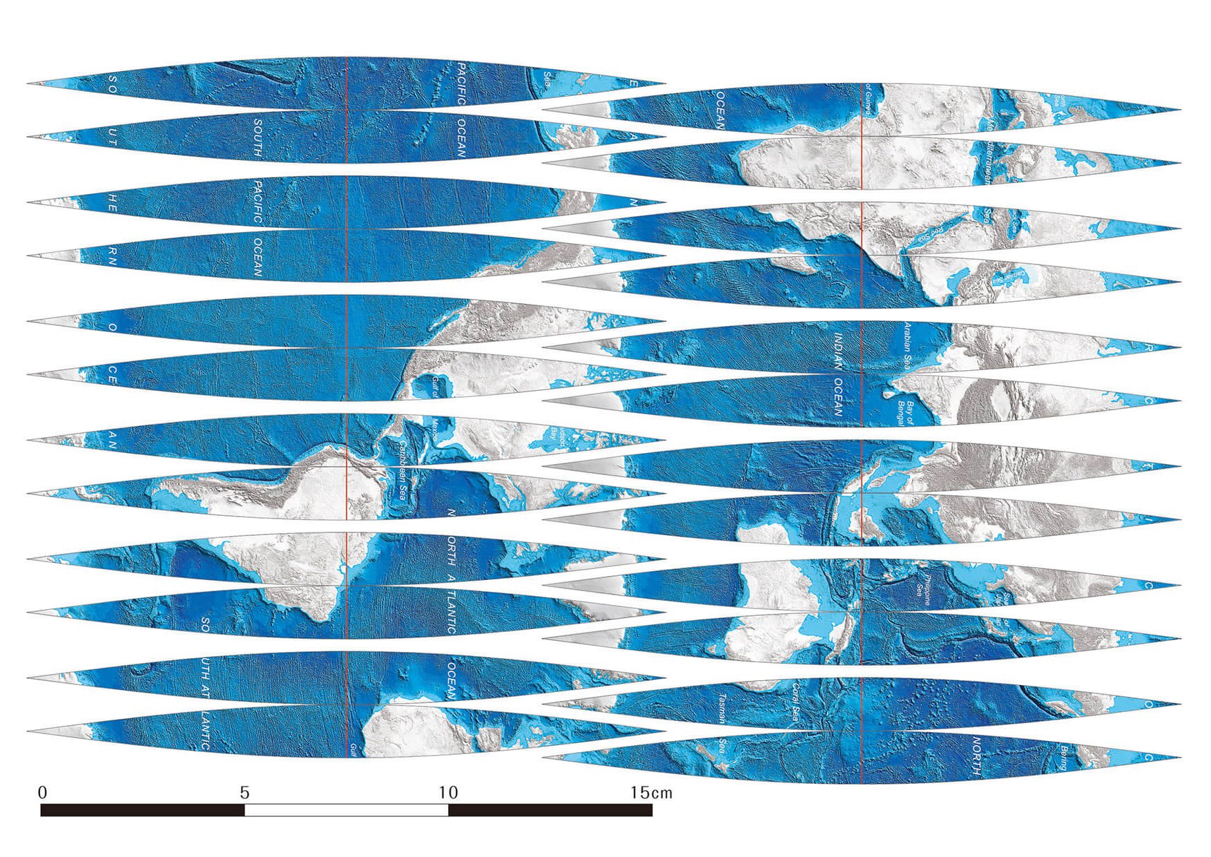海の地球儀 展開図100mm用 英語版